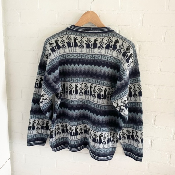 Alpaca Zipped Knit cardigan Sweater Alpaca Wool Fair Isle Hygge Southwestern L - Picture 11 of 14